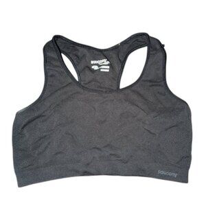 *3 FOR $9* Saucony Racerback Dark Solid Logo Stretchy Sports Bra Sport Large L